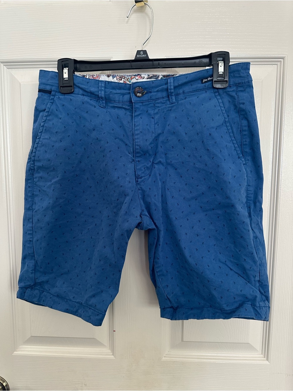 Denim & Flower Blue Embroidered Flat Front Women's Shorts